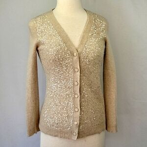 Talbots Lambswool/ Angora V-Neck Cardigan Beige Size Medium